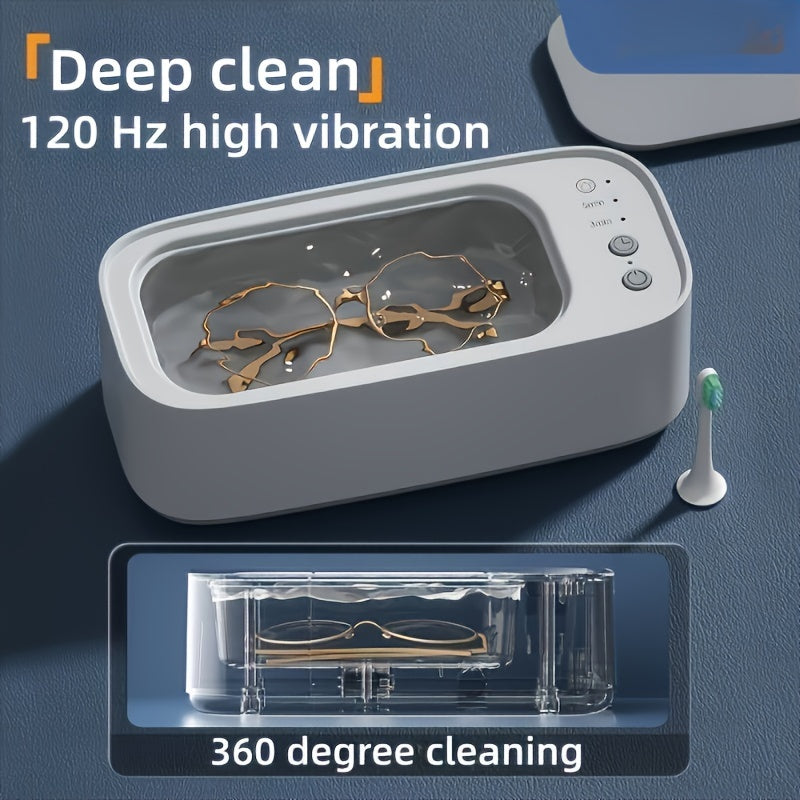 Versatile Cleaner-Portable, 360° Deep Cleaning, Rechargeable Battery-USB Powered | High Frequency Vibration Cleaning Machine, Multi-Purpose Wash for Jewelry, Glasses, Watches, Braces, Dentures & More | Effortless Home Use